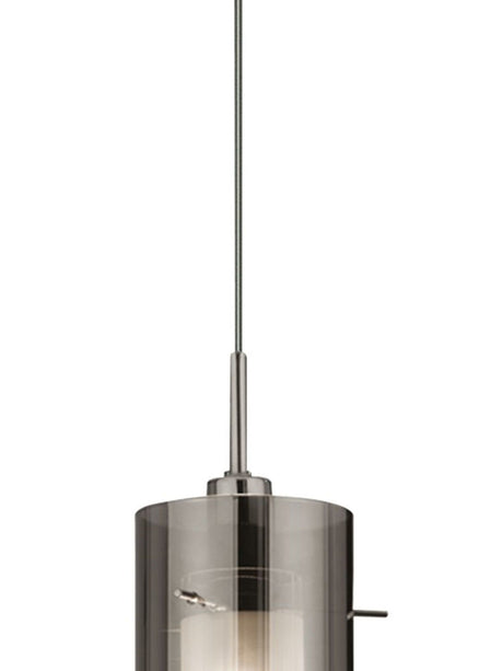 Searchlight Electric Duo II Pendant - Satin Silver & Smoked Glass 2301SM