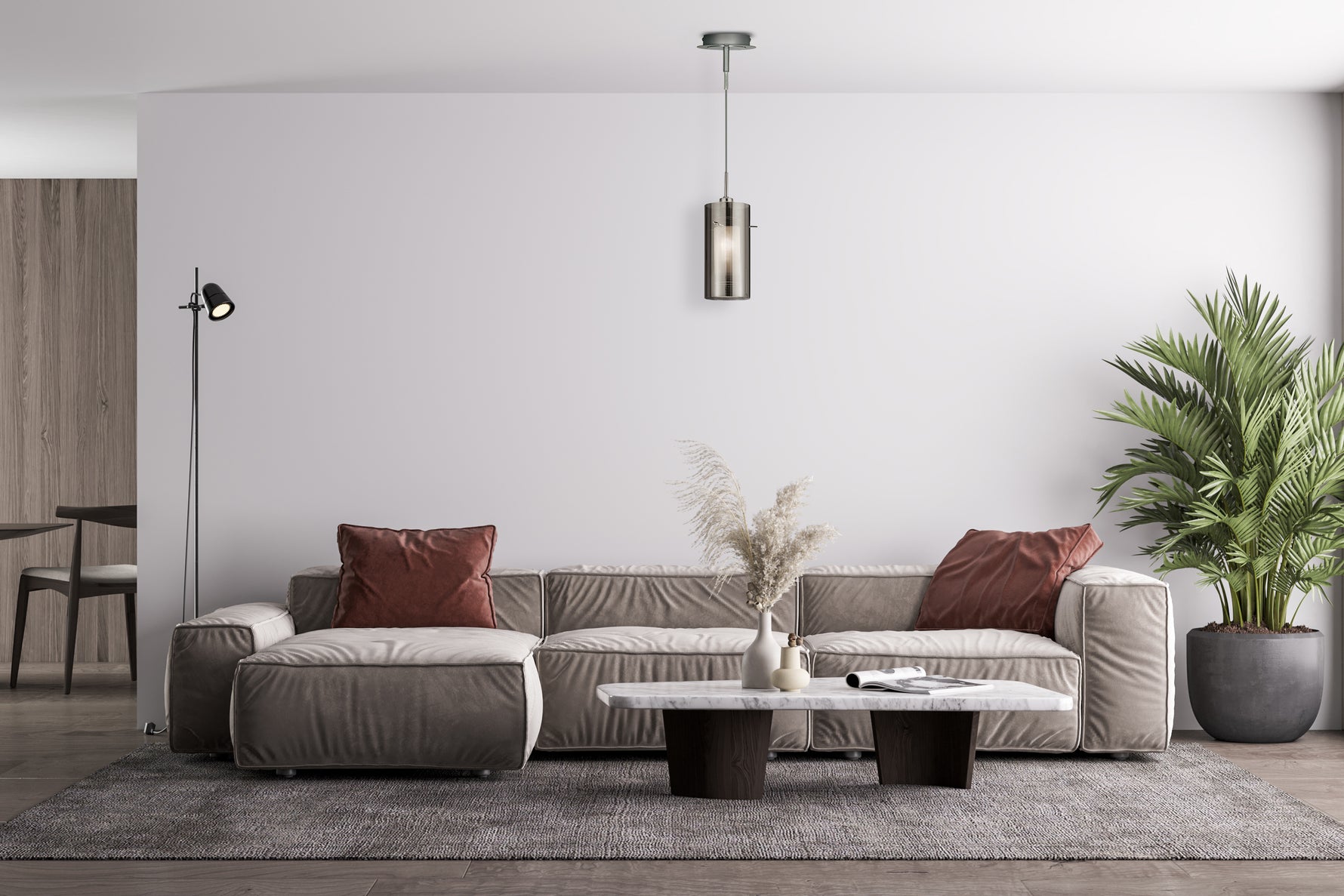 Searchlight Electric Duo II Pendant - Satin Silver & Smoked Glass 2301SM
