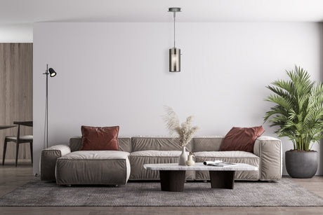 Searchlight Electric Duo II Pendant - Satin Silver & Smoked Glass 2301SM