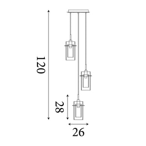 Searchlight Electric Duo III 3Lt Multi-Drop - Bronze Metal & Champagne Glass 2303-3CP