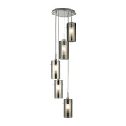 Duo I 5Lt Pendant - Satin Silver Metal & Smoked Glass