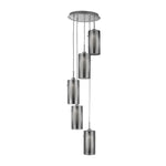 Searchlight Electric Duo I 5Lt Pendant - Satin Silver Metal & Smoked Glass 2305-5SM