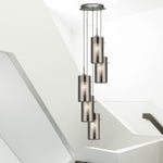 Searchlight Electric Duo I 5Lt Pendant - Satin Silver Metal & Smoked Glass 2305-5SM