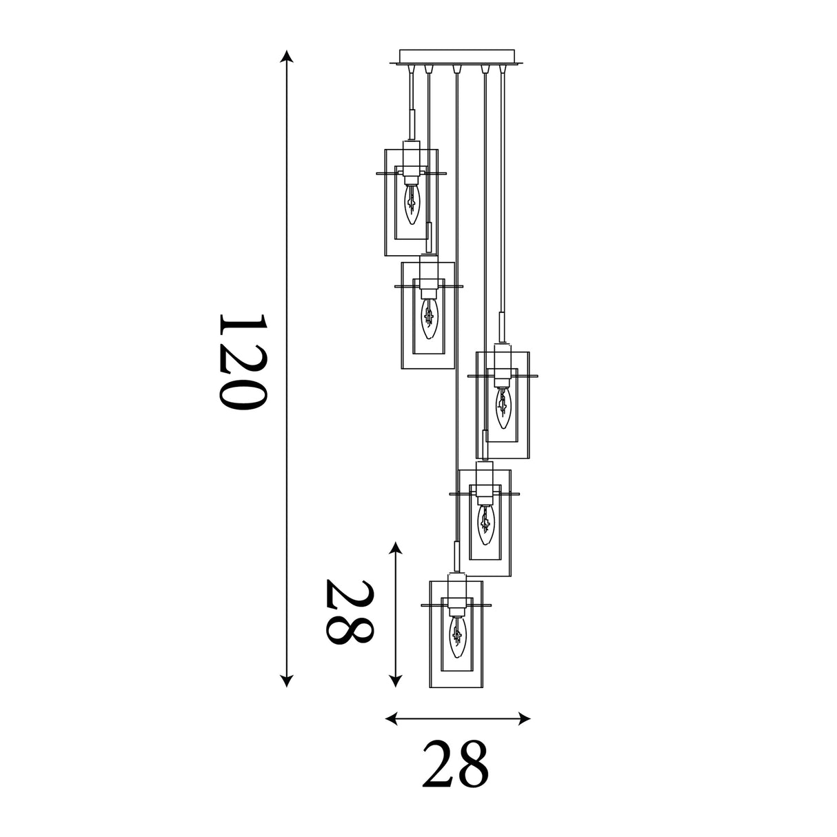 Searchlight Electric Duo I 5Lt Pendant - Satin Silver Metal & Smoked Glass 2305-5SM