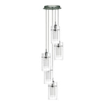 Searchlight Electric Duo I 5Lt Multi-Drop Pendant - Satin Silver Metal & Glass 2305-5