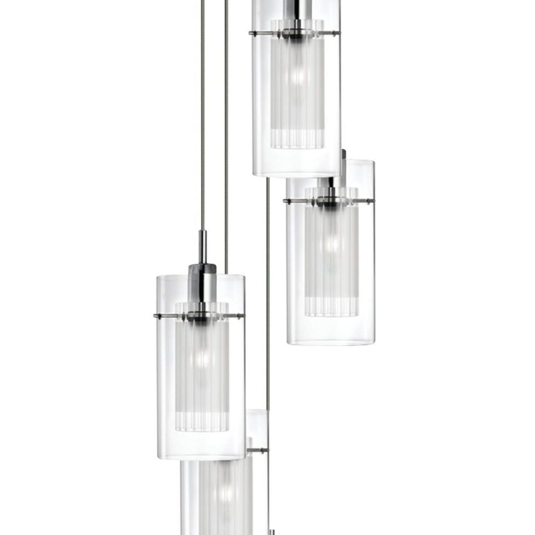 Searchlight Electric Duo I 5Lt Multi-Drop Pendant - Satin Silver Metal & Glass 2305-5