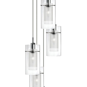 Searchlight Electric Duo I 5Lt Multi-Drop Pendant - Satin Silver Metal & Glass 2305-5