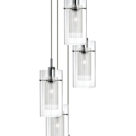 Searchlight Electric Duo I 5Lt Multi-Drop Pendant - Satin Silver Metal & Glass 2305-5
