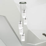 Searchlight Electric Duo I 5Lt Multi-Drop Pendant - Satin Silver Metal & Glass 2305-5