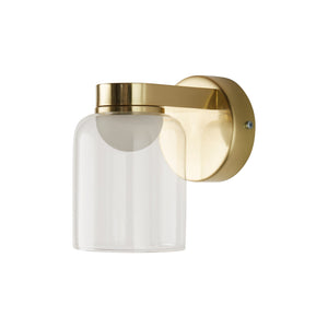 Searchlight Electric Highball LED Wall Light, Satin Brass & Clear Glass IP44 23083-1SB