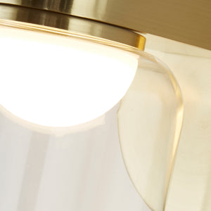 Searchlight Electric Highball LED Wall Light, Satin Brass & Clear Glass IP44 23083-1SB