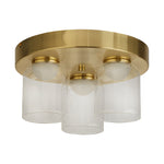 Searchlight Electric Highball LED 3Lt Flush , Satin Brass & Clear Glass IP44 23083-3SB