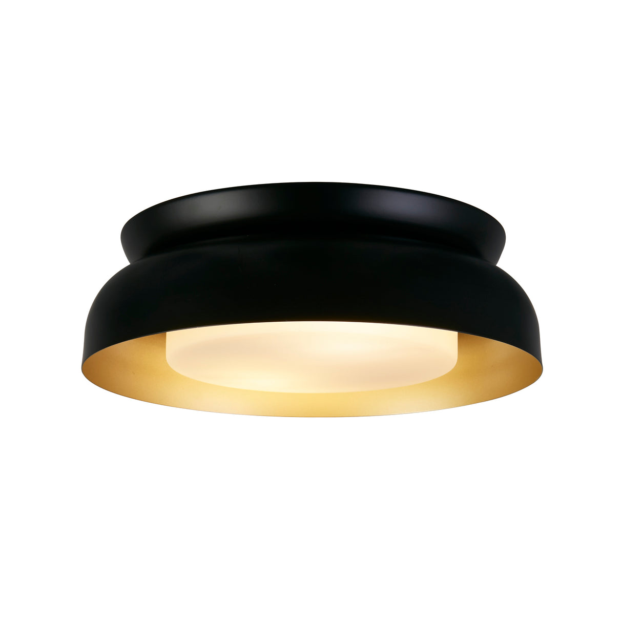 Kendal 2Lt Flush, Black & Gold Metal with Frosted Diffuser