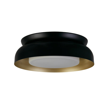 Searchlight Electric Kendal 2Lt Flush, Black & Gold Metal with Frosted Diffuser 23122BGO