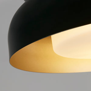 Searchlight Electric Kendal 2Lt Flush, Black & Gold Metal with Frosted Diffuser 23122BGO