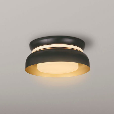 Searchlight Electric Kendal 2Lt Flush, Black & Gold Metal with Frosted Diffuser 23122BGO
