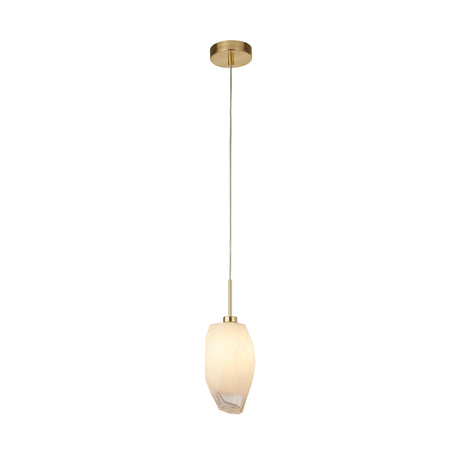 Rocky 1Lt Pendant, Satin Brass Metal  & Glass