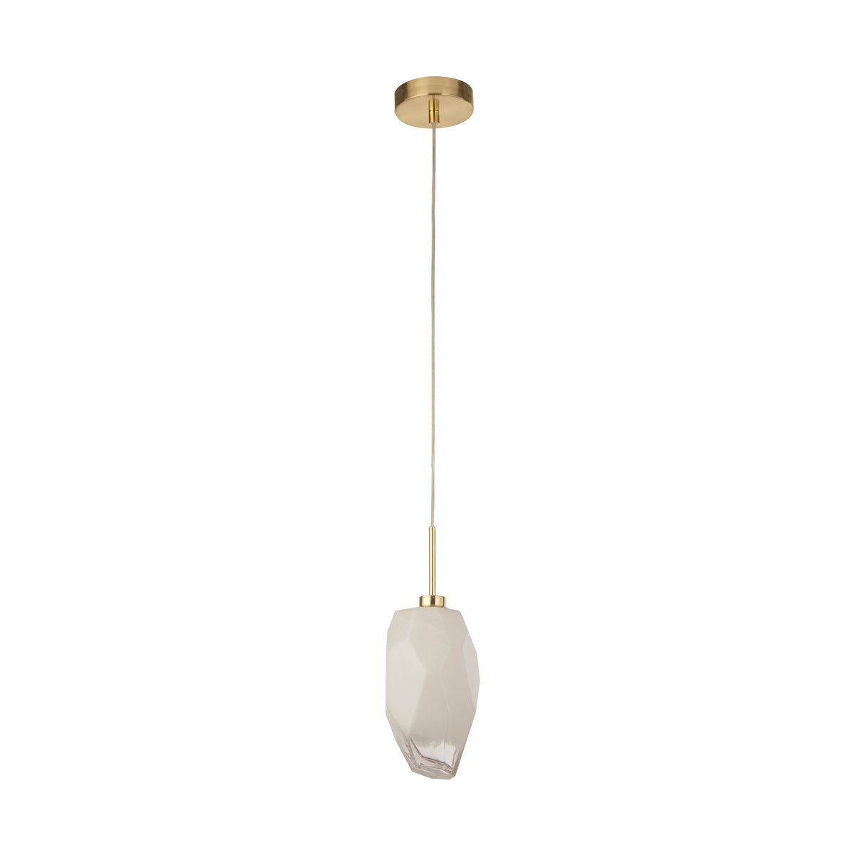 Searchlight Electric Rocky 1Lt Pendant, Satin Brass Metal  & Glass 23141-1SB