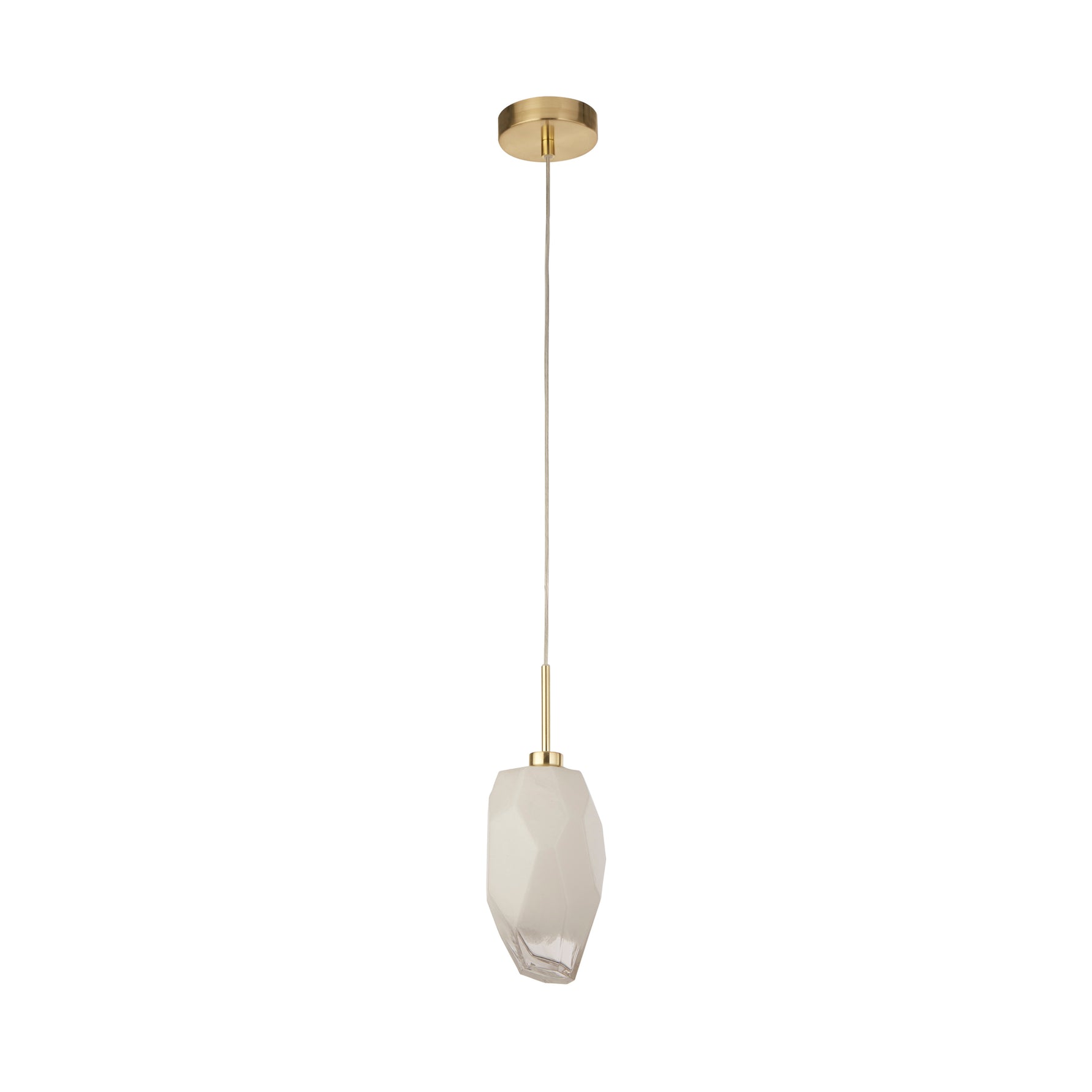 Searchlight Electric Rocky 1Lt Pendant, Satin Brass Metal  & Glass 23141-1SB