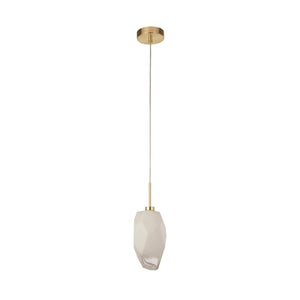 Searchlight Electric Rocky 1Lt Pendant, Satin Brass Metal  & Glass 23141-1SB