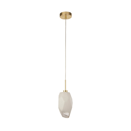 Searchlight Electric Rocky 1Lt Pendant, Satin Brass Metal  & Glass 23141-1SB
