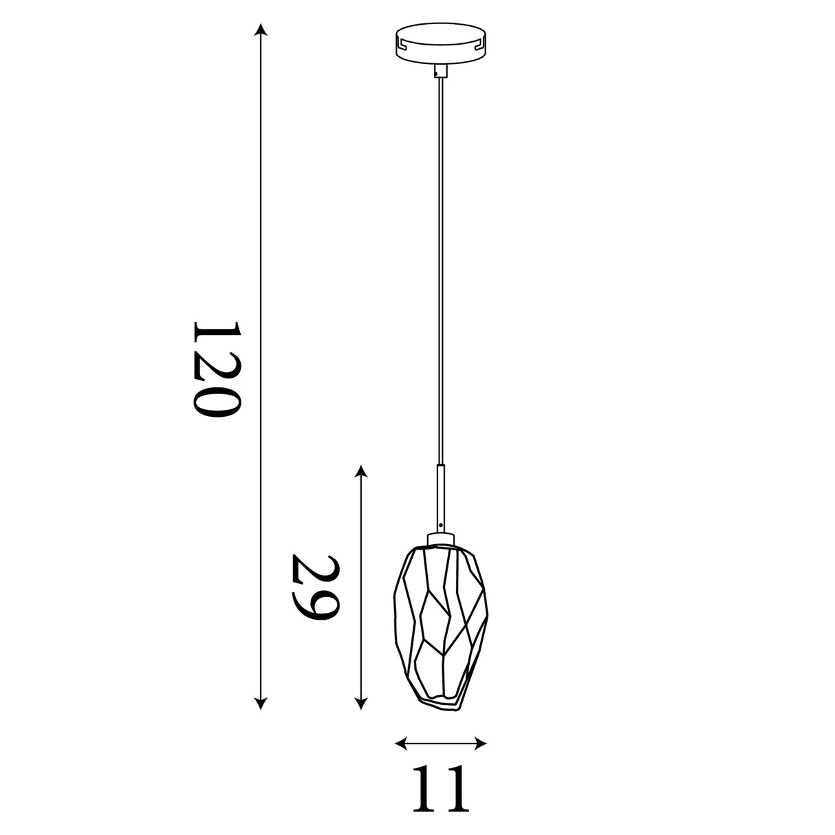 Searchlight Electric Rocky 1Lt Pendant, Satin Brass Metal  & Glass 23141-1SB