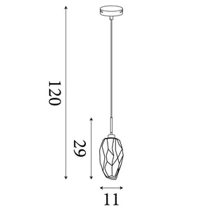 Searchlight Electric Rocky 1Lt Pendant, Satin Brass Metal  & Glass 23141-1SB