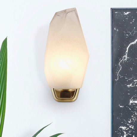 Searchlight Electric Rocky 1Lt Wall Light, Satin Brass Metal  & Glass 23142-1SB