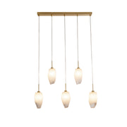 Rocky 5Lt Bar Pendant, Satin Brass Metal  & Glass