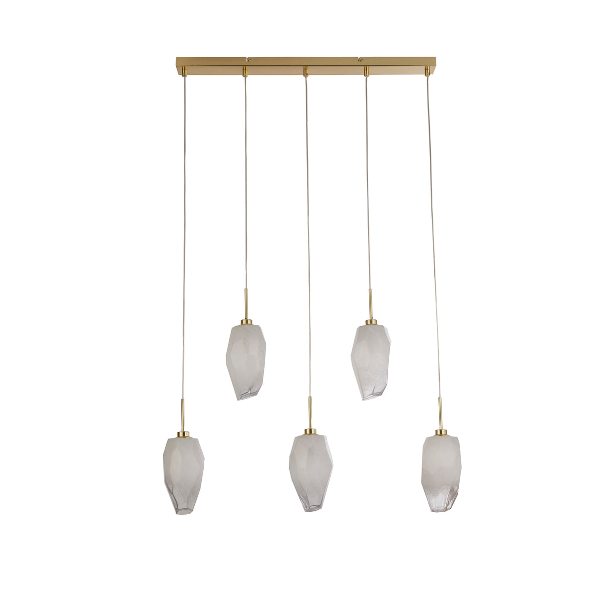 Searchlight Electric Rocky 5Lt Bar Pendant, Satin Brass Metal  & Glass 23145-5SB