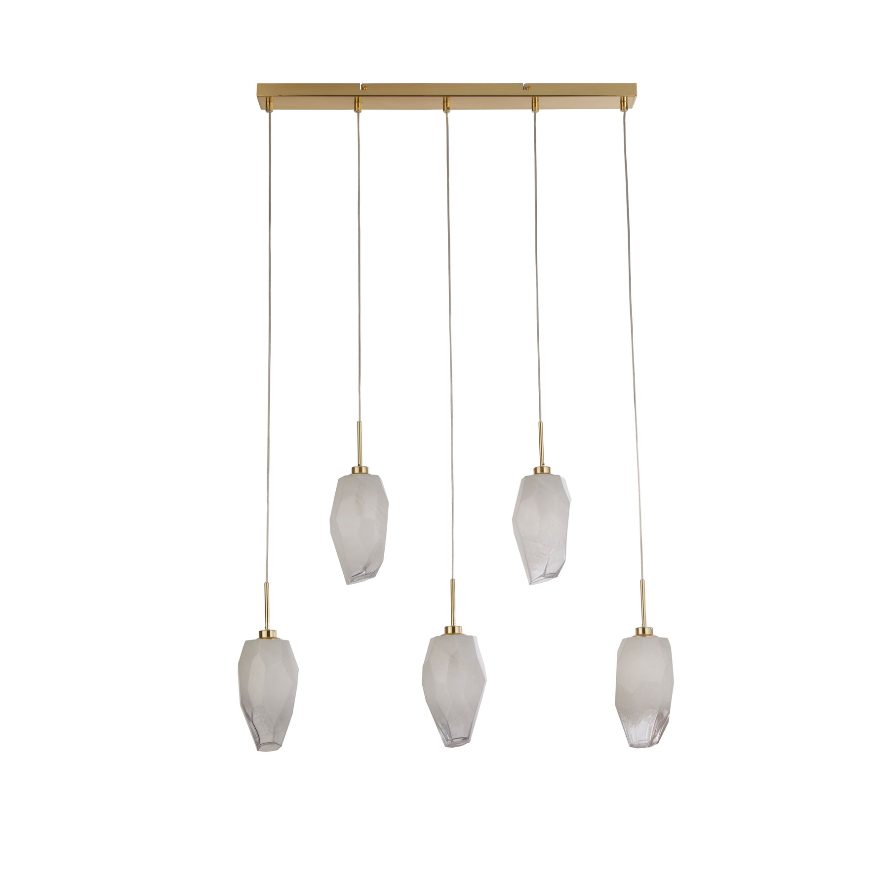 Searchlight Electric Rocky 5Lt Bar Pendant, Satin Brass Metal  & Glass 23145-5SB