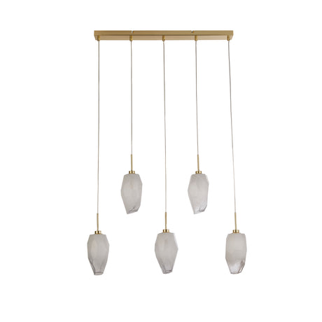 Searchlight Electric Rocky 5Lt Bar Pendant, Satin Brass Metal  & Glass 23145-5SB