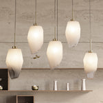 Searchlight Electric Rocky 5Lt Bar Pendant, Satin Brass Metal  & Glass 23145-5SB