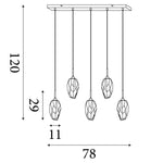 Searchlight Electric Rocky 5Lt Bar Pendant, Satin Brass Metal  & Glass 23145-5SB