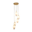 Rocky 5Lt Multi Drop  Pendant, Satin Brass Metal  & Glass