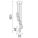 Searchlight Electric Rocky 5Lt Multi Drop  Pendant, Satin Brass Metal  & Glass 23146-5SB