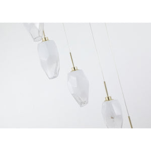 Searchlight Electric Rocky 8Lt Multi Drop Pendant, Satin Brass Metal  & Glass 23147-8SB