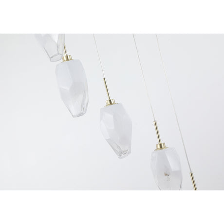 Searchlight Electric Rocky 8Lt Multi Drop Pendant, Satin Brass Metal  & Glass 23147-8SB