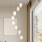 Searchlight Electric Rocky 8Lt Multi Drop Pendant, Satin Brass Metal  & Glass 23147-8SB