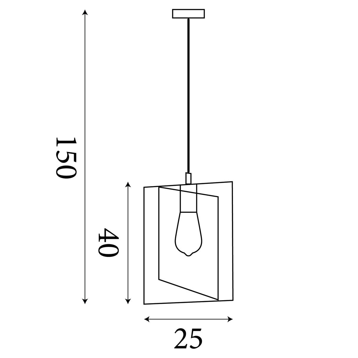 Searchlight Electric Plaza 1Lt Pendant, Black Metal 23203BK