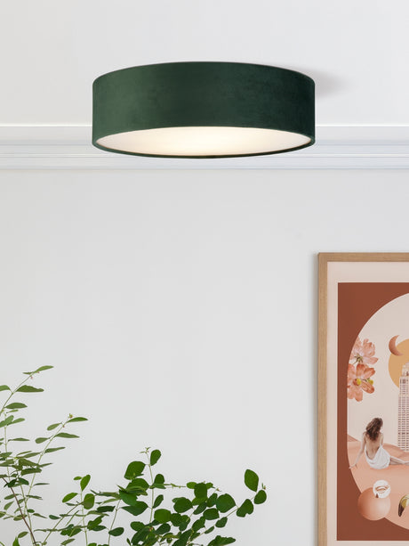 Searchlight Electric Drum 2Lt Flush - Green Velvet 23298-2GR