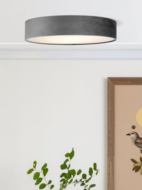 Searchlight Electric Drum 3Lt Flush - Grey Velvet 23298-3GY