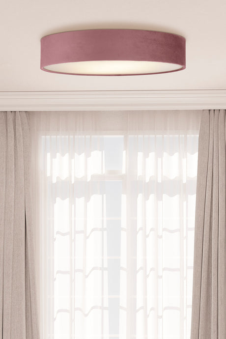 Searchlight Electric Drum 3Lt Flush - Pink Velvet 23298-3PI