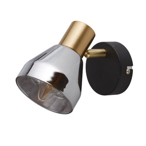 Searchlight Electric Westminster Spotlight  - Black, Satin Brass Metal & Smoked 23801-1SM