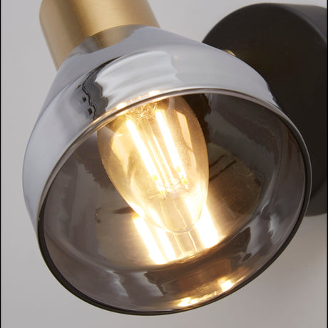 Searchlight Electric Westminster Spotlight  - Black, Satin Brass Metal & Smoked 23801-1SM