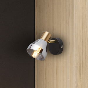 Searchlight Electric Westminster Spotlight  - Black, Satin Brass Metal & Smoked 23801-1SM