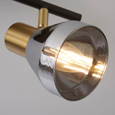 Searchlight Electric Westminster 2Lt Spot - Black, Satin Brass Metal & Smoked 23801-2SM