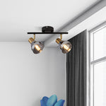 Searchlight Electric Westminster 2Lt Spot - Black, Satin Brass Metal & Smoked 23801-2SM