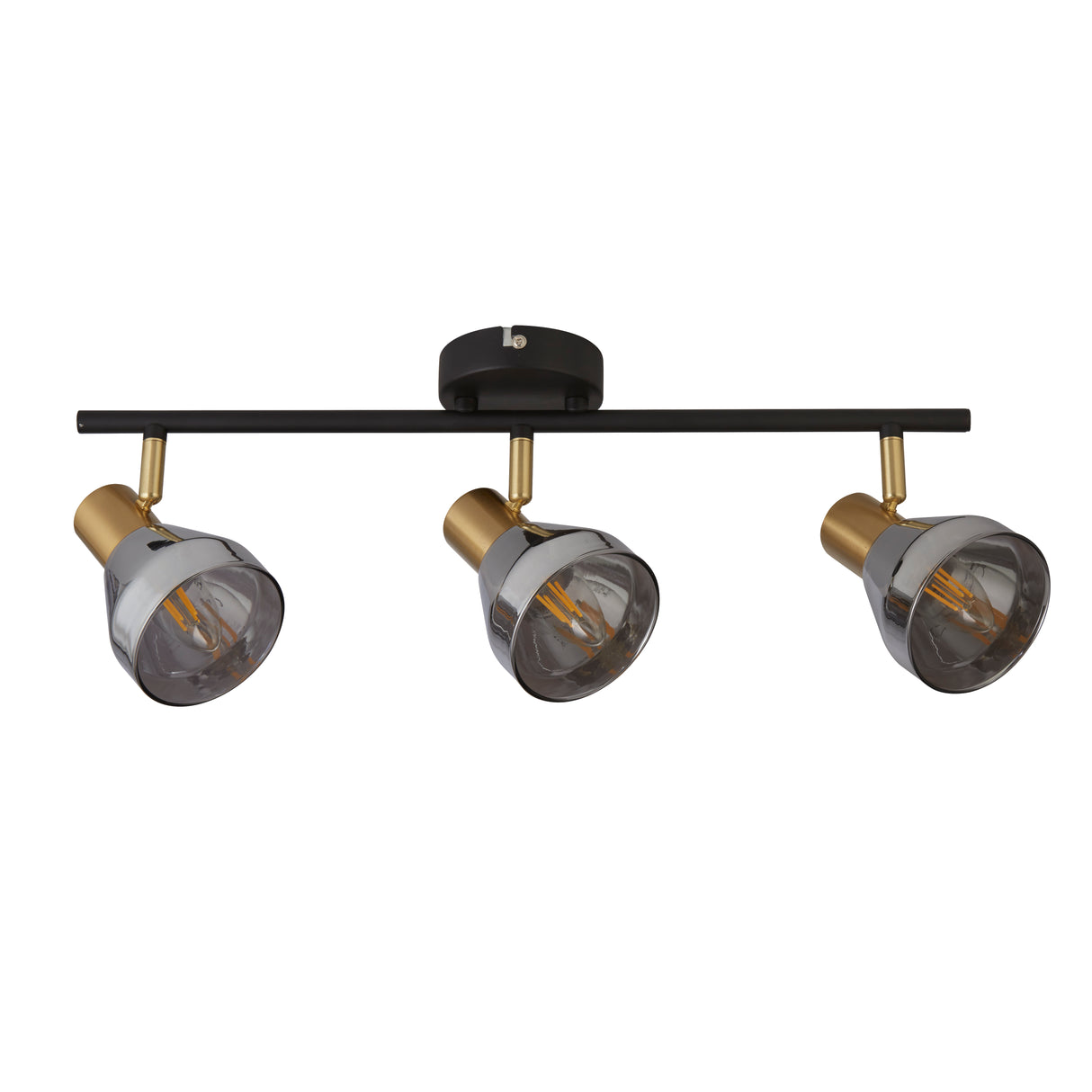 Searchlight Electric Westminster 3Lt Spot-Black, Satin Brass Metal & Smoked Glass 23801-3SM
