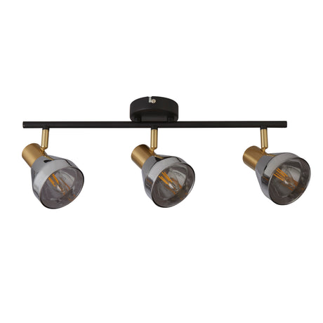 Searchlight Electric Westminster 3Lt Spot-Black, Satin Brass Metal & Smoked Glass 23801-3SM